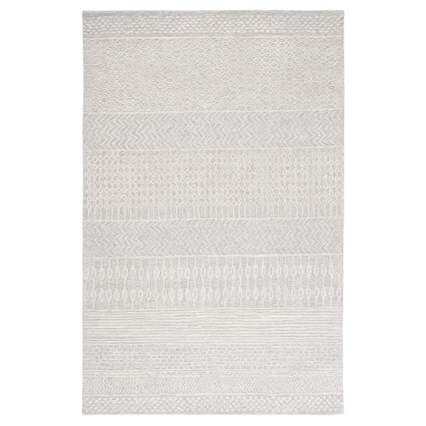 SAFAVIEH Glamour Gray/Ivory Doormat 3 ft. x 5 ft. Geometric Area Rug