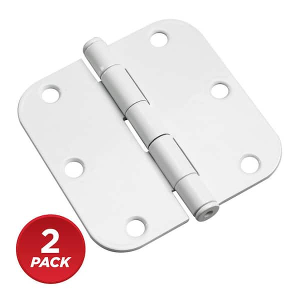 3-1/2 in. x 3-1/2 in. White Full Mortise Butt Hinge with Removable Pin (2-Pack)