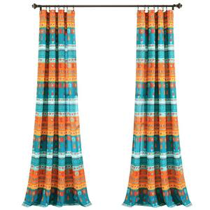 Details about   Boho Stripe Window Curtain Panels Turquoise/Tangerine 52X84 Set 