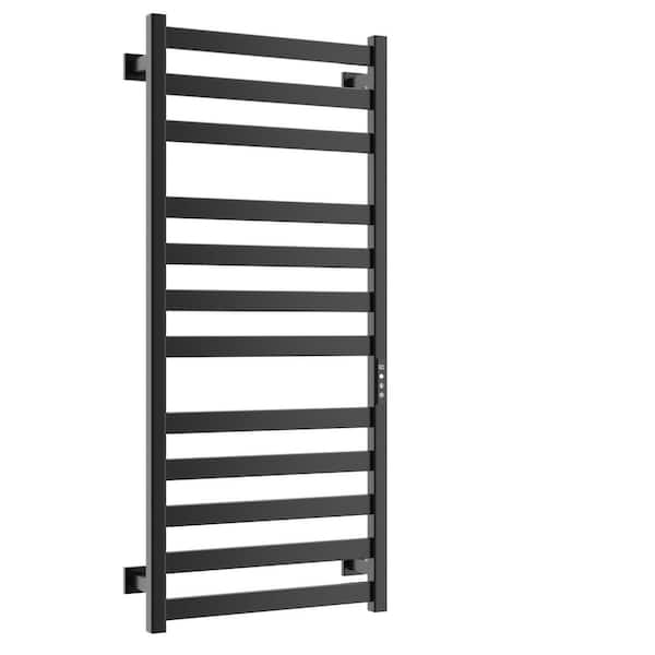 Electric Towel Warmer Wall Mount Heated Towel 12 Bars Plug in Hardwired Black