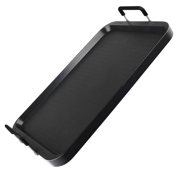 Aluminum Non-Stick Flat Griddle Pan 17 in. x 10.5 in. Black Warp-Resistant for Gas Electric Cooktops Indoor Outdoor