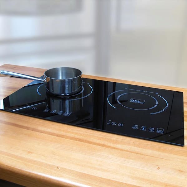 True Induction TI-2B 23 in. Dual Element Black Induction Glass-Ceramic  Cooktop 1750W 858UL Certified