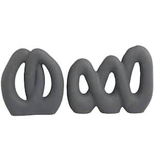 Black Ceramic Linked Abstract Sculpture (Set of 2)