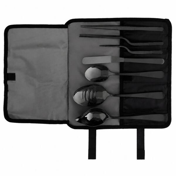 7-Piece Black Stainless Steel Professional Culinary Plating Tool Kit for Food Presentation and Fine Dining