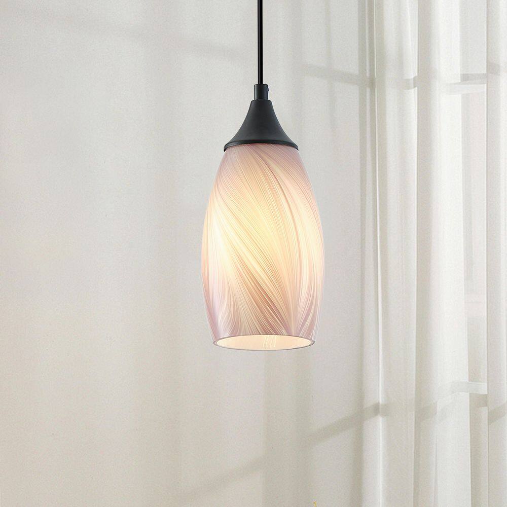 4.72 in. 1-Light Kitchen Island Purple Stripe Pendant Light Vintage Art Hanging Ceiling Light with Blown Glass Shade price history on PriceWatchPro