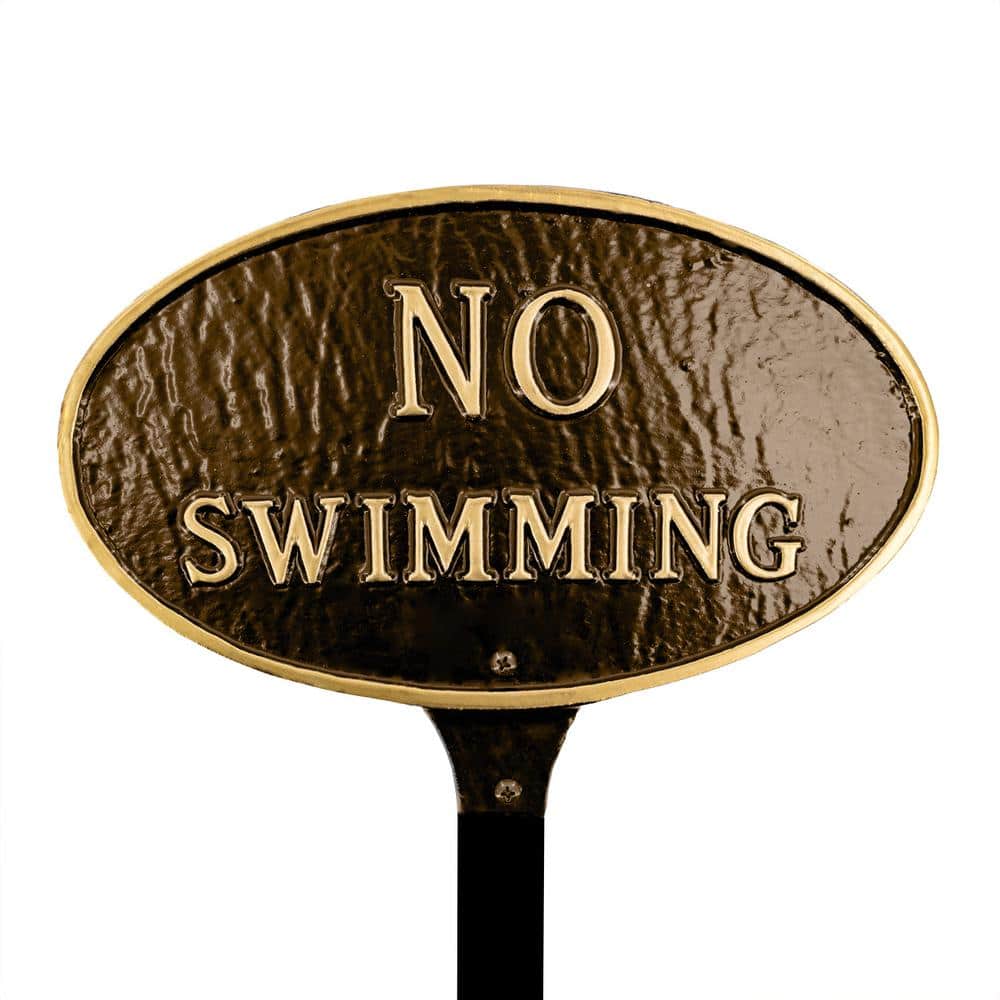 6 in. x 10 in. Small Oval No Swimming Statement Plaque Sign with Lawn Stake - Oil Rubbed/Gold price history on PriceWatchPro