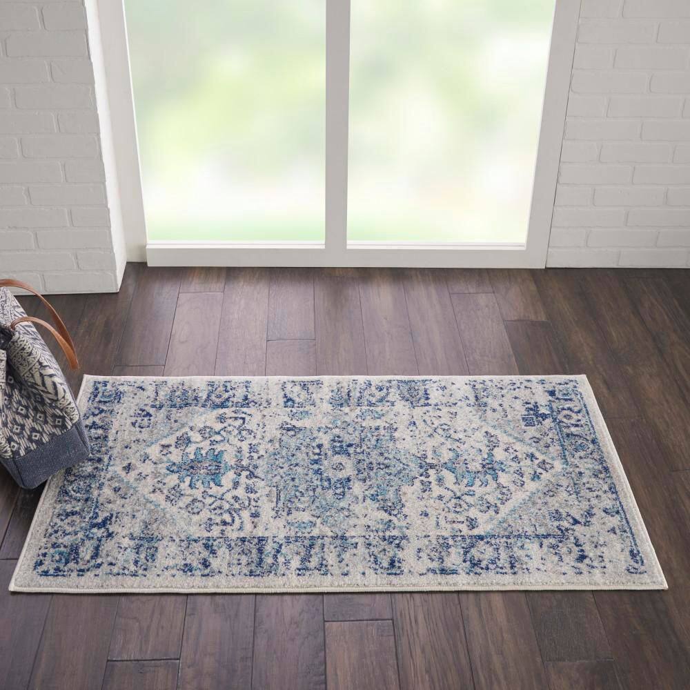 Tranquil Medallion Ivory & Light Blue Viscose 2x4 Rug