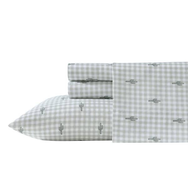 Wrangler Cactus Gingham 4 Piece Sage Green Microfiber Queen
