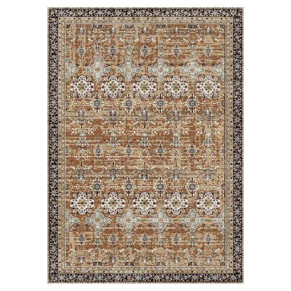 Area Rug 9 x 12 ft. Washable Rug Non-Slip and Tear-Resistant Carpet, Pet-Friendly Vintage Indoor Brown Green 2025 Update