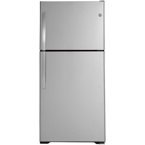 Ge 19 2 Cu Ft Top Freezer Refrigerator In Stainless Steel Gts19ksnrss The Home Depot