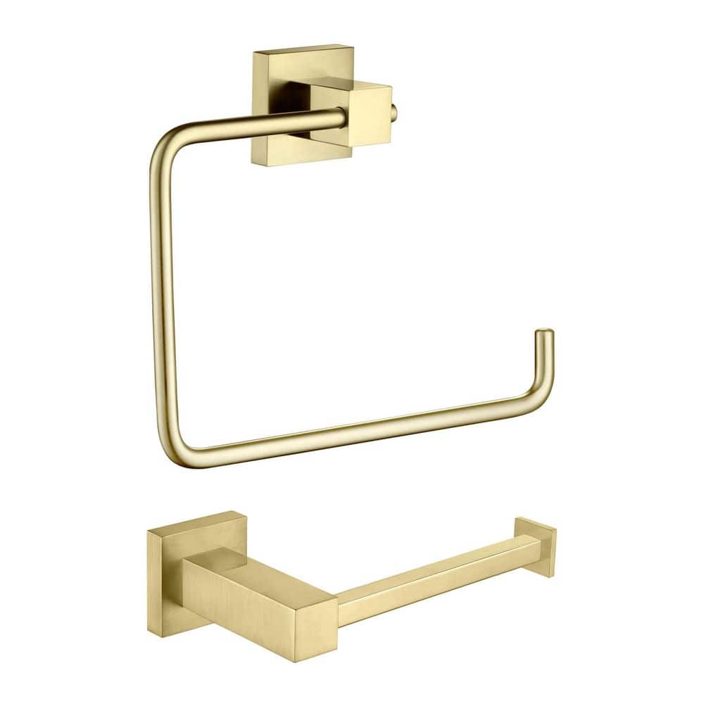 2-Piece Bathroom Hardware Set with Toilet Paper Holder Towel Bar/Rack in Brushed Gold price history on PriceWatchPro