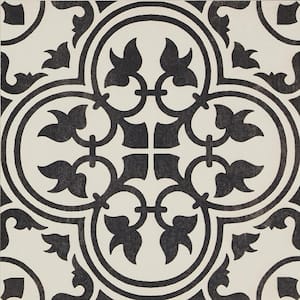 Memoir Petal Black 12 in. x 12 in. Glazed Ceramic Floor and Wall Tile (16.49 sq.ft./case)