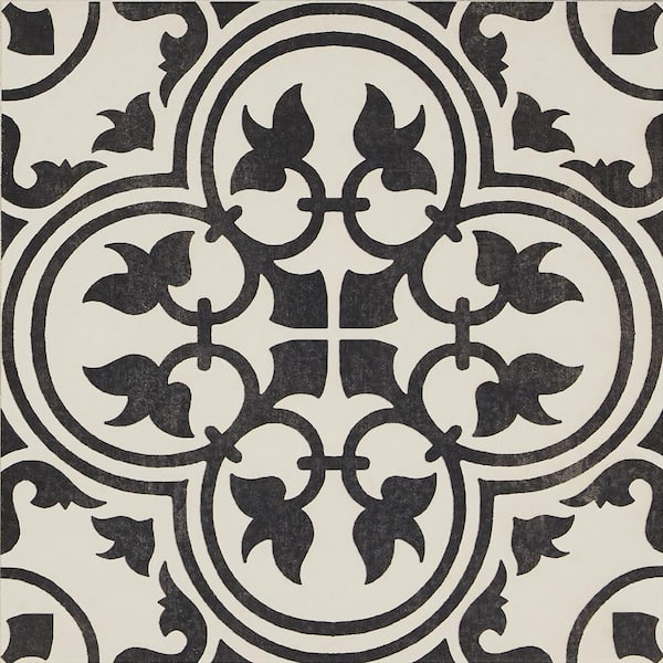 Daltile Memoir Petal Black 12 in. x 12 in. Glazed Ceramic Floor and Wall Tile (16.49 sq.ft./case)