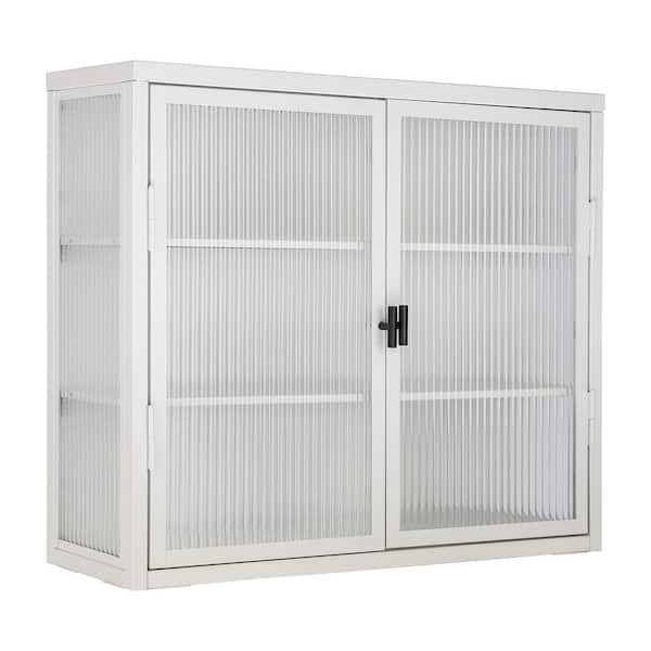 Nivencai 27.6 in. W x 9.1 in. D x 23.6 in. H Ready to Assemble Metal Wall Kitchen Cabinet in White with Detachable Shelves