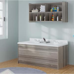 49" W x 21" D x 21.5" H Double Floor Bathroom Vanity with Sink and Marble Top, Kids Vanities, (Shadow Elm Gray)