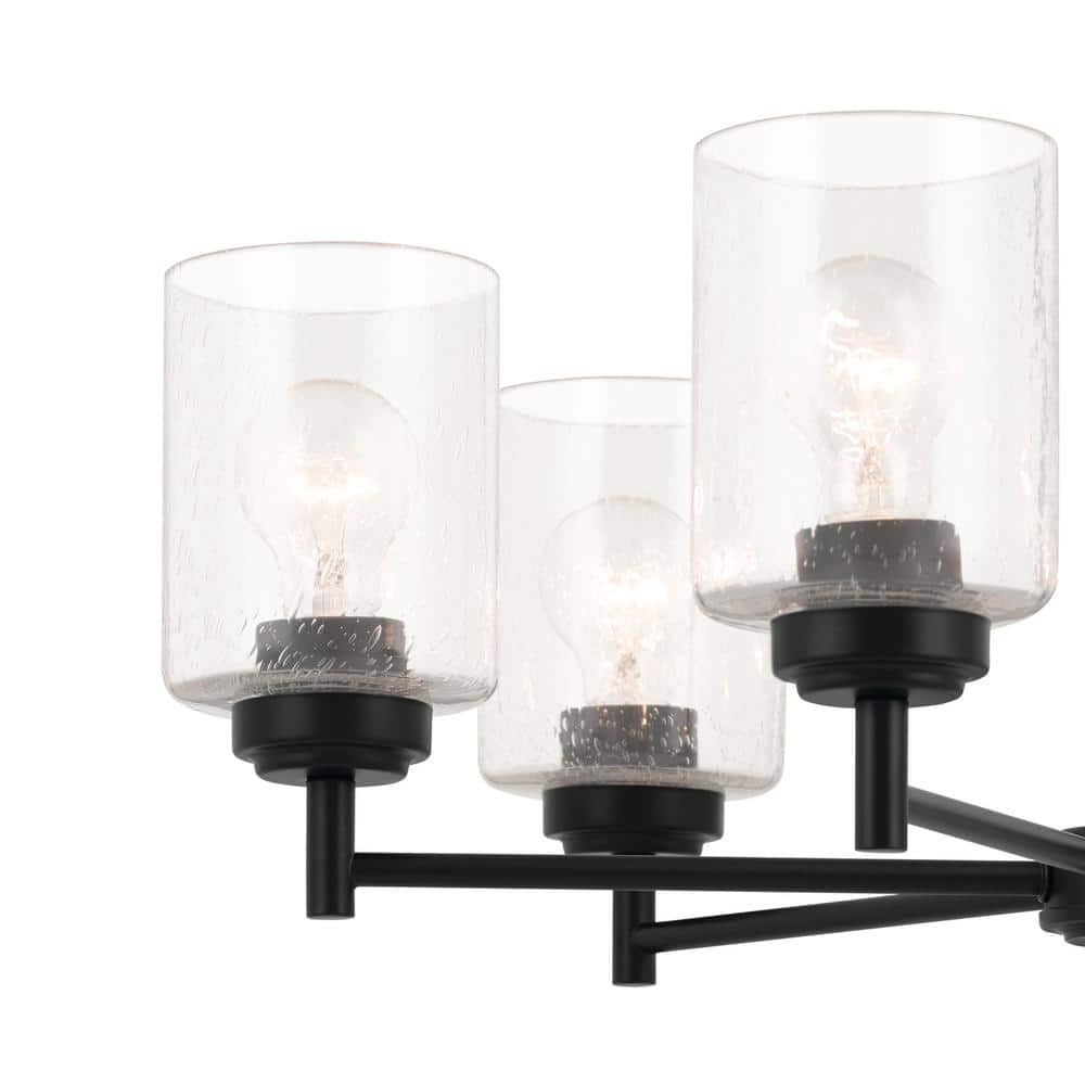 Winslow Black 6-Light Chandelier with Clear Seeded Glass