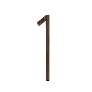 5 in. Wood Grain Zinc Alloy Floating House Number 1
