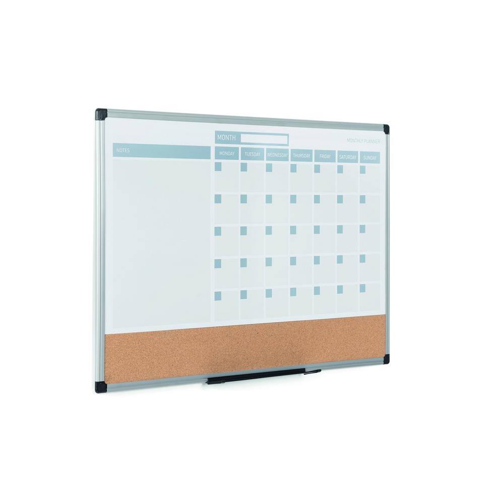 36" x 24" Magnetic Dry Erase Calendar with Corkboard