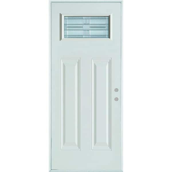Stanley Doors 32 in. x 80 in. Architectural Rectangular Lite 2-Panel Painted White Left-Hand Inswing Steel Prehung Front Door