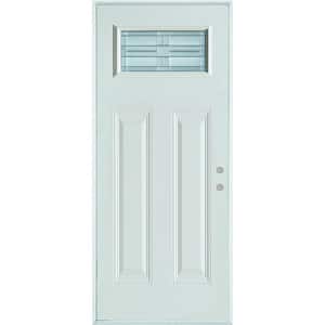 32 in. x 80 in. Architectural Rectangular Lite 2-Panel Painted White Left-Hand Inswing Steel Prehung Front Door