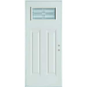 Stanley Doors 32 in. x 80 in. Art Deco Rectangular Mini Lite 2-Panel  Painted White Left-Hand Inswing Steel Prehung Front Door 1320A-A-32-L-Z -  The Home Depot