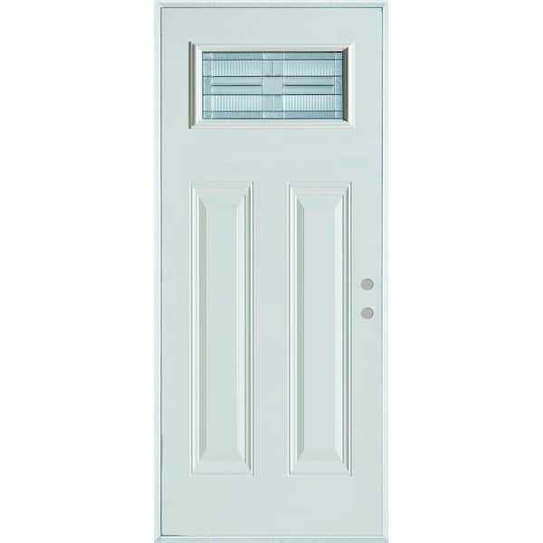 Stanley Doors 36 in. x 80 in. Architectural Rectangular Lite 2-Panel Painted White Steel Prehung Front Door