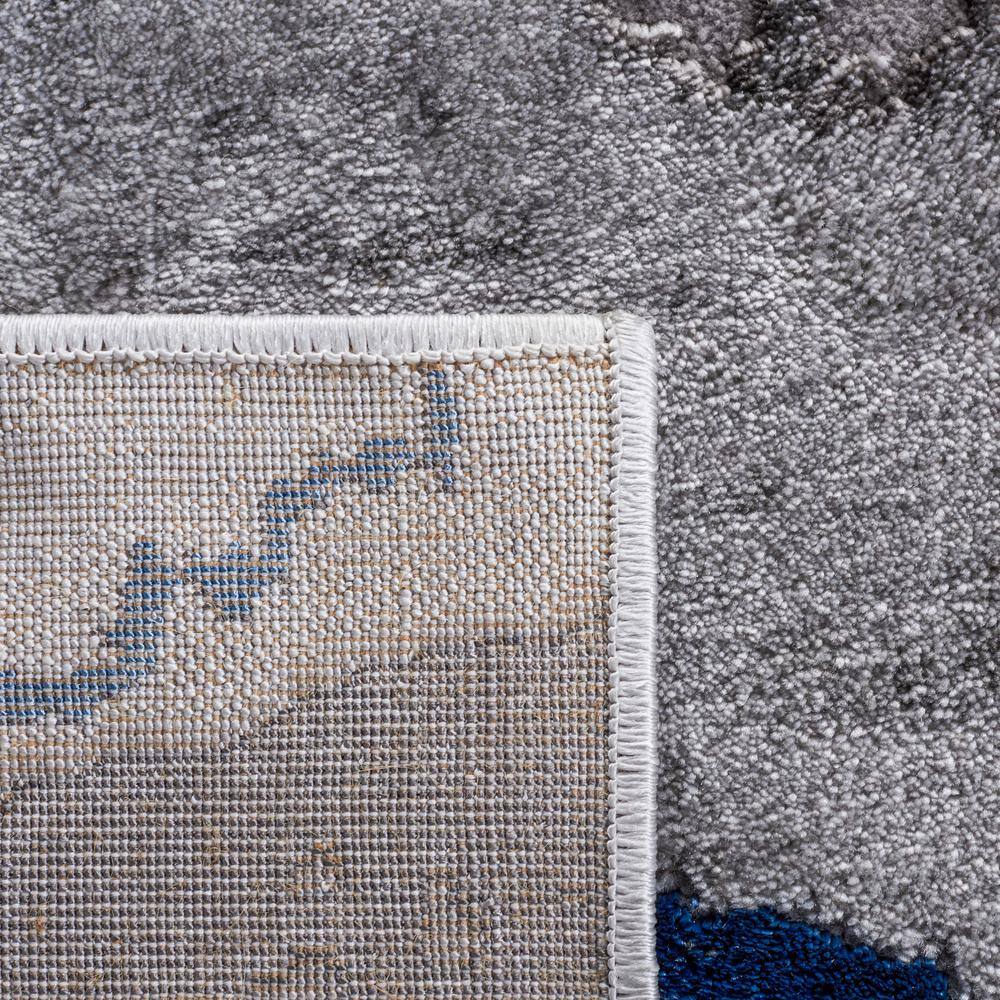 Grey and Blue Abstract Hand-knotted Rectangular Rug