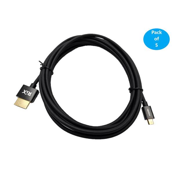 Micro Connectors, Inc 12 ft. HDMI to Micro HDMI 4K Ultra HD High-Speed with Ethernet Cables Black (5-Pack)