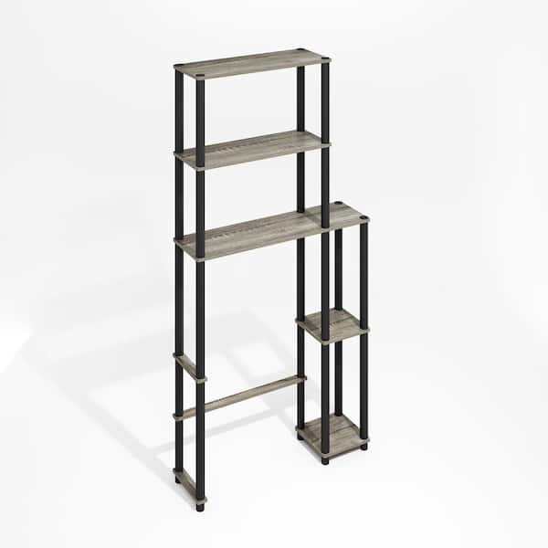 Turn-N-Tube 31.1 in. W x 65.1 in. H x 9 in. D Grey Oak/Black Over The Toilet Storage