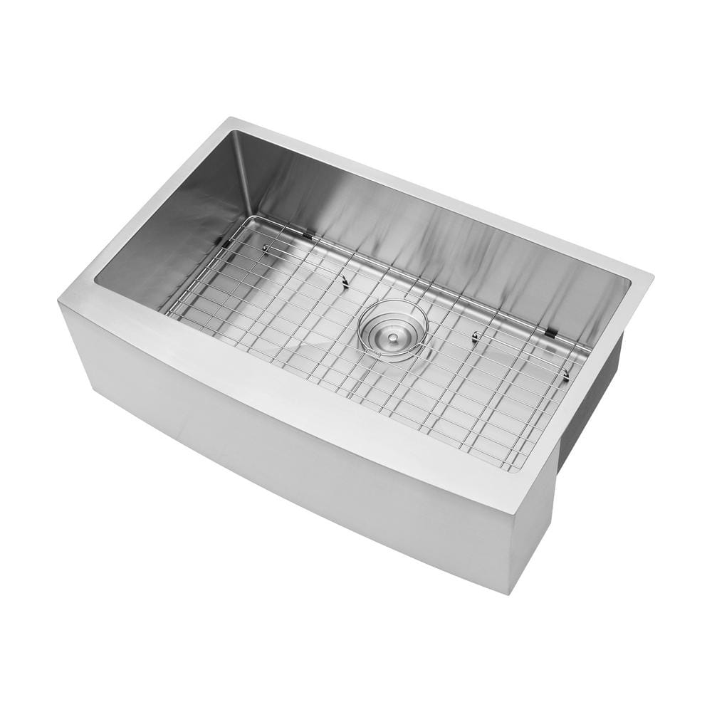 33 in. Farmhouse Apron 16 Gauge Single Bowl Stainless Steel Kitchen Sink wi