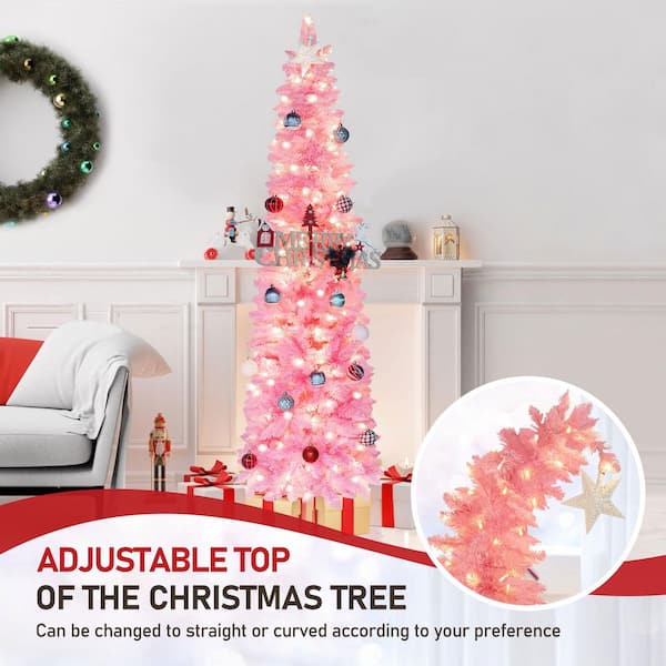 6 ft. Pre-Lit Curved Top Artificial Christmas Tree with Warm White Light and Star