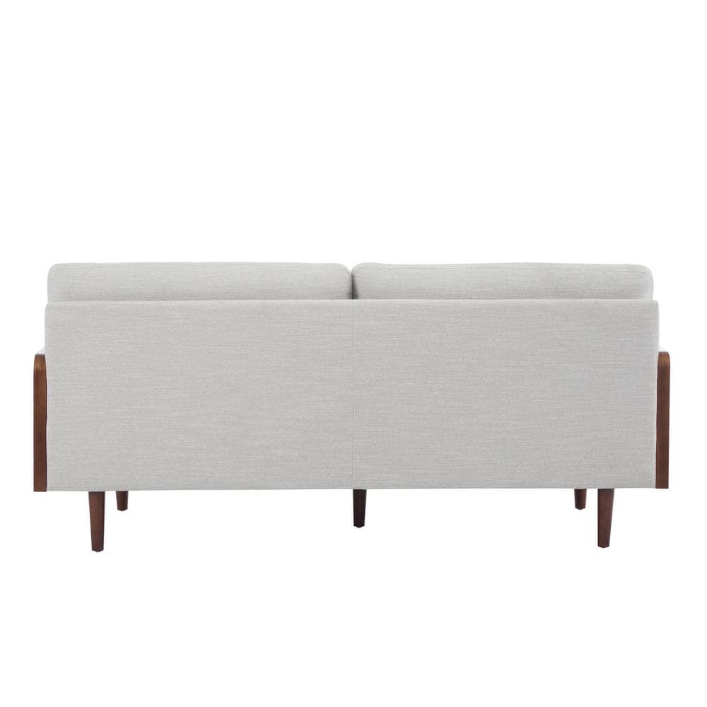 Beige Fabric 71.75" Lawson Sofa with Wood Frame and Track Arms