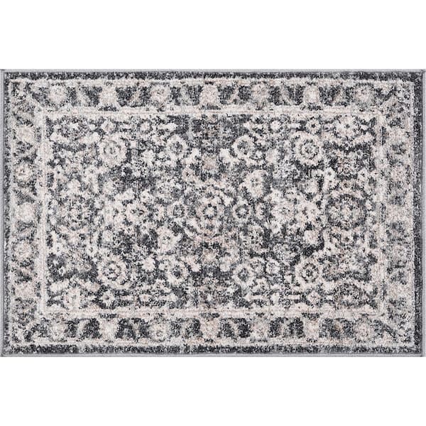 Magic Traditional Dark Gray and Cream 2 ft. x 3 ft. Oriental Indoor Area Rug