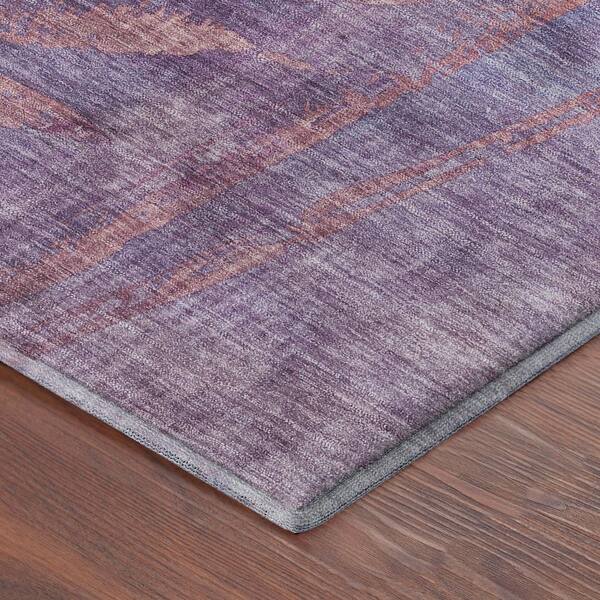 Mayfield Premium Machine Washable Abstract AMF2222 Plum 2 ft. x 7 ft. Runner Rug
