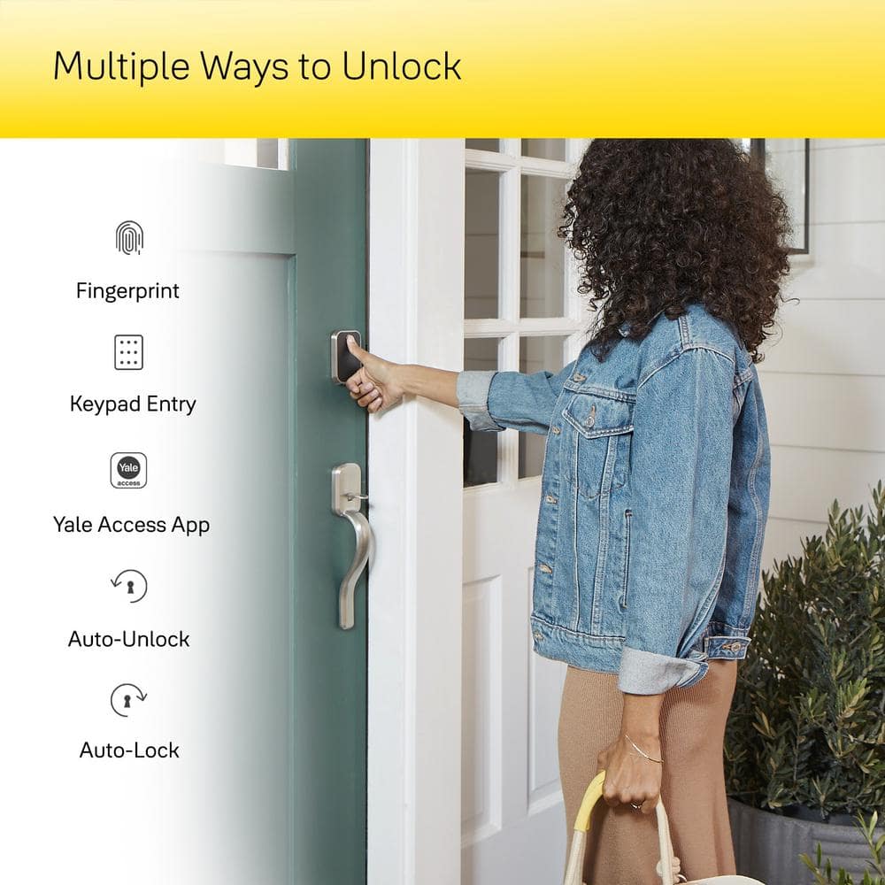 Satin Nickel Smart Keyless Entry Deadbolt with Wi-Fi and Bluetooth