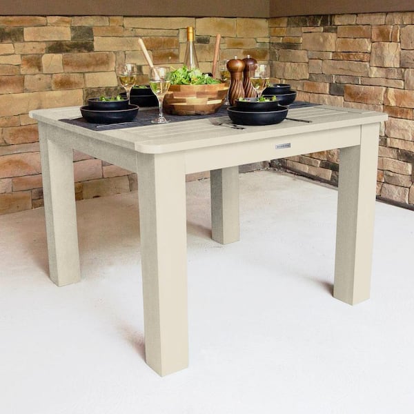 Highwood Whitewash Square Recycled Plastic Outdoor Dining Table