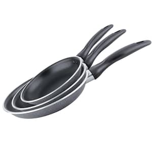 3-Piece Black Nonstick Induction Aluminum Frying Pan Set includes 7 in. 9 in. and 11 in.