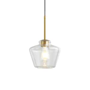 Midtown 1-Light Brushed Brass Pendant Light with Clear Glass Shade