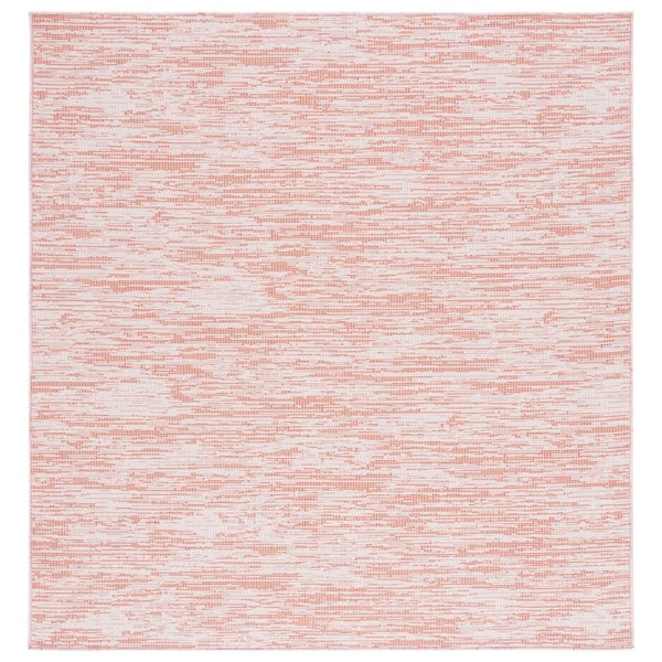 Hampton Terracotta 6 ft. x 6 ft. Abstract Distressed Indoor/Outdoor Square Area Rug