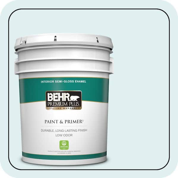 BEHR PREMIUM PLUS 5 gal. #M480-1 Helium Semi-Gloss Enamel Low Odor Interior Paint & Primer