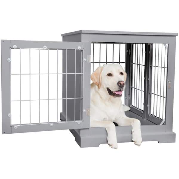 TRIXIE Furniture Style Dog Crate, Indoor Kennel, Pet Home, End Table or  Nightstand with 2-Doors, Gray, Medium 39756 - The Home Depot