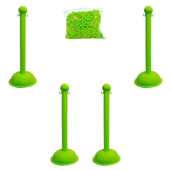 Heavy-Duty Safety Green Stanchion and Chain Kit
