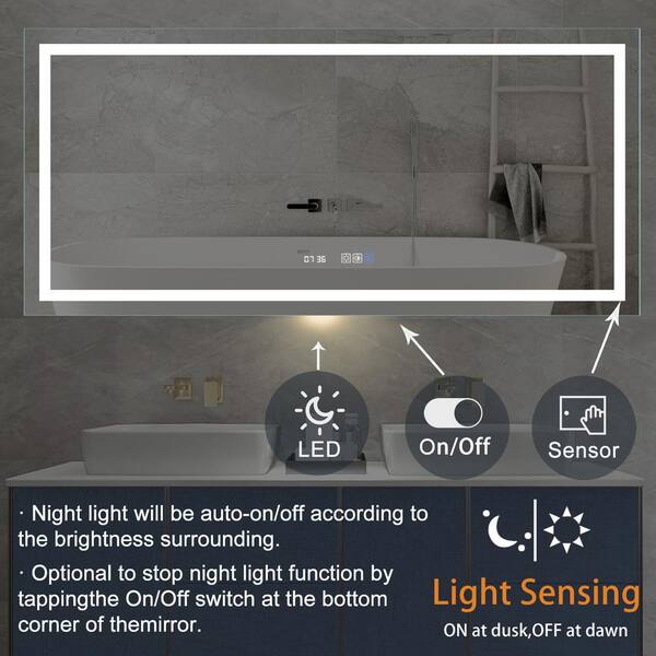 Es Diy 60 In W X 28 H Large Frameless Rectangular Anti Fog Walling Bathroom Vanity Mirror Silver Hoy3kmbm6028fa Anti Fog Walling Bathroom Vanity Mirror, Diy Anti Fog Mirror