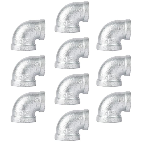 PIPE DECOR 3/4 in. x 1/2 Galvanized Irion 90-Degree Reducing Elbow Fitting (10-Pack)