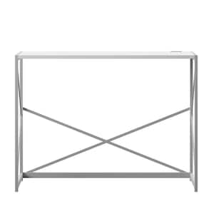 40 in. Rectangular White Metal Desk with Power