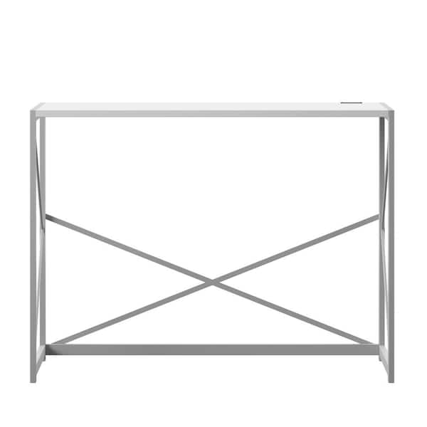 Twin Star Home 40 in. Rectangular White Metal Desk with Power