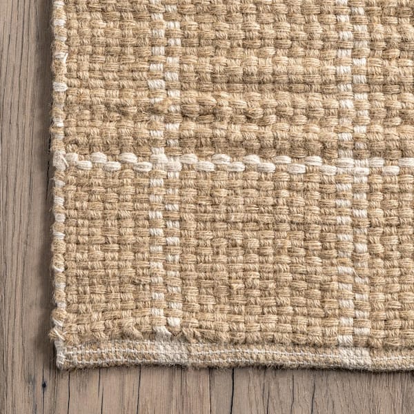 Rug Source Outlet Indoor/ Outdoor Contemporary Abstract Jute/ Wool Area Rug  Hand-Knotted 6X8