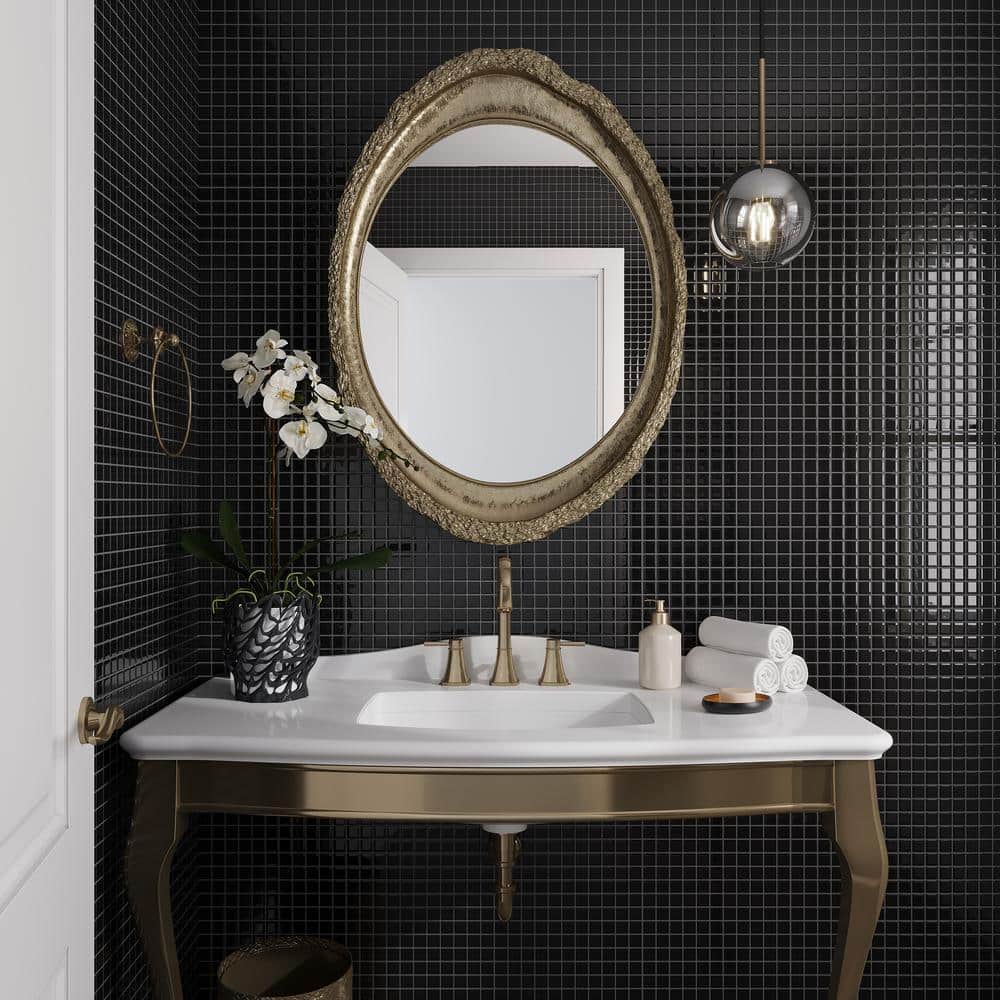 Black Polished Glass Mosaic Tile for Kitchen and Bathroom