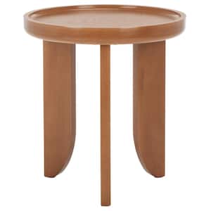 Malyn 18.1 in. Natural Brown Round Wood End Table
