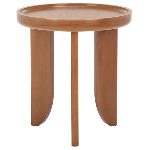 SAFAVIEH Malyn 18.1 in. Natural Brown Round Wood End Table